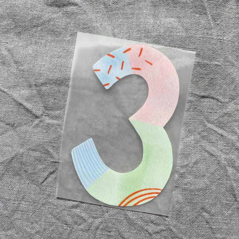 Bügelbild Zahlen in Pastell – Perfekt für Geburtstagsshirts & DIY Textildesign bild 4