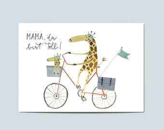 Postkarte "Mama, du bist toll!", Postkarte Muttertag, Grußkarte Muttertag, Geschenk Muttertag, beste Mama Karte, beste Mama, Karte Giraffe