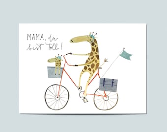 Postkaart "Mama, du bist toll!", Postkaart Muttertag, Grußkarte Muttertag, Gift Muttertag, beste Mama Karte, beste Mama, Karte Giraffe