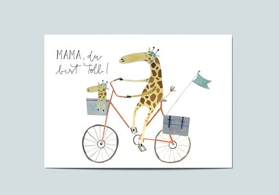 Postkarte "Mama, du bist toll!", Postkarte Muttertag, Grußkarte Muttertag, Geschenk Muttertag, beste Mama Karte, beste Mama, Karte Giraffe