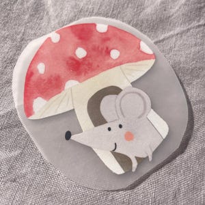 Bügelbild Maus im Fliegenpilz – Aufbügler Kinder, Herbst Kinderkleidung, DIY Bügelmotiv Süß bild 2