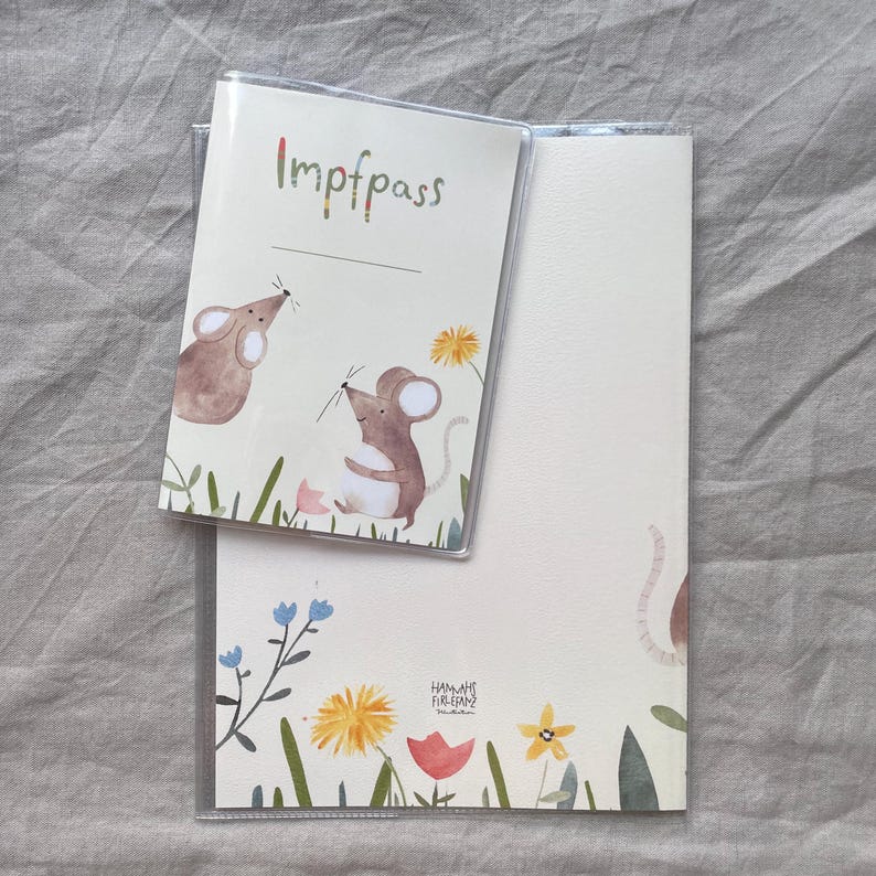 U-Heft Hülle, Impfpass, Maus personalisiert, Geschenk zur Geburt, mit Fach für Impfpass und Gesundheitskarte image 3