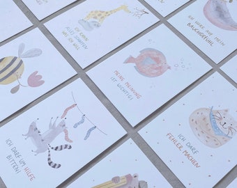 Afirmacjekarten für Kinder, Mutmacher-Karten, Ermutigungen, Geschenk, Einschulung