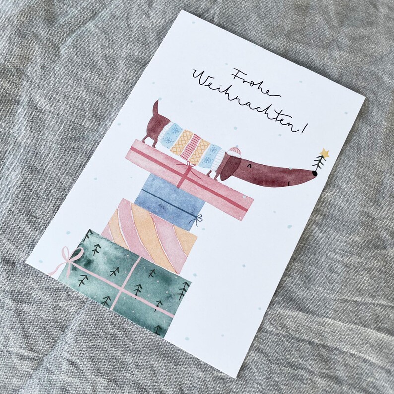 Weihnachtskarte Dackel, Weihnachtsgrüße Postkarte bild 3