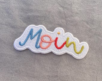 Bügelpatch Moin – Moderner Aufnäher für Kinder & Erwachsene – Lustiger Patch für Kleidung
