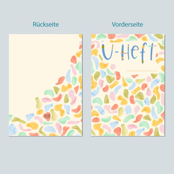 U-Heft Hülle, Impfpass, buntes Muster personalisiert, Geschenk zur Schwangerschaft oder Geburt, mit Fach für Impfpass und Gesundheitskarte
