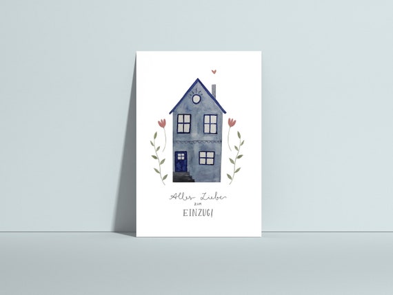 Postkarte zum Einzug, Einzugsgeschenk, happy new home, Umzugskarte, neues Haus Karte