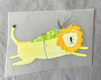 Bügelbild Löwe mit Schultüte, Bügelbild Schulkind, Schultüte, Gift, Schuld