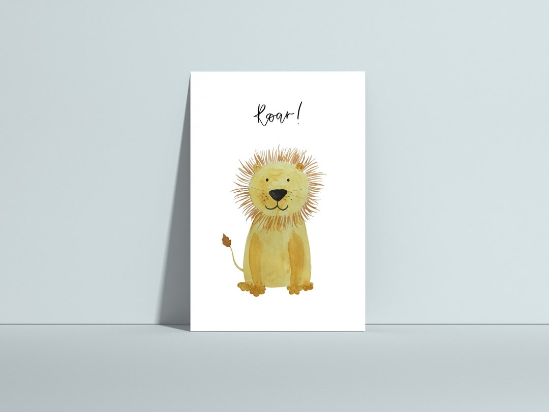 Postkarte löwe, Geburtstagskarte, Löwe Postkarte, Grußkarte Kind