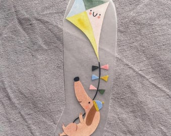 Bügelbild  Dackel -  Aufbügler für Kinder – Bügelmotiv Herbst für Kinderkleidung, DIY Bügelbild Herbst