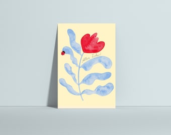 Geburtstagskarte Alles Liebe, Blume, Marienkäfer, Glückwunschkarte