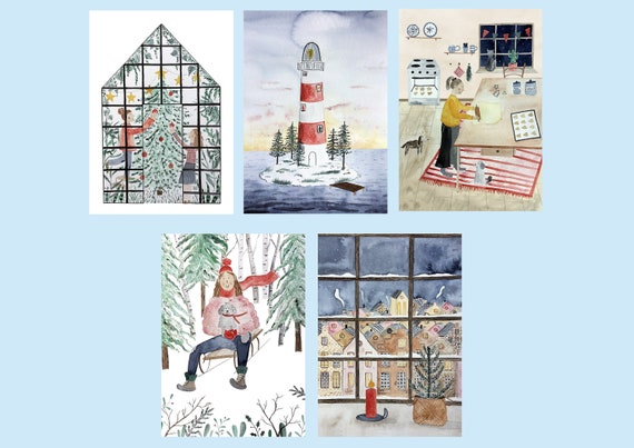 Weihnachtskarten Set, Postkarten Weihnachten, Weihnachtswünsche, Weihnachtsgrüße, Weihnachtsgeschenk