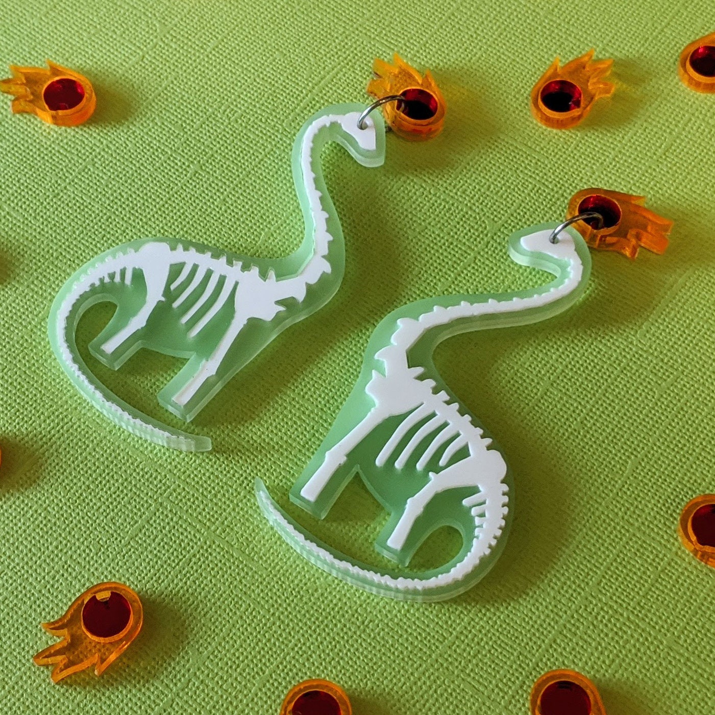 Dinosaur Asteroid Skeleton Earrings