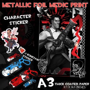 TF2 Medic Metallic Foil A3 Print