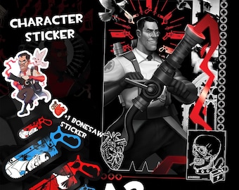 TF2 Medic Metallic Foil A3 Print + Extras