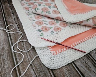 Coral Flowers Baby Receiving Blanket