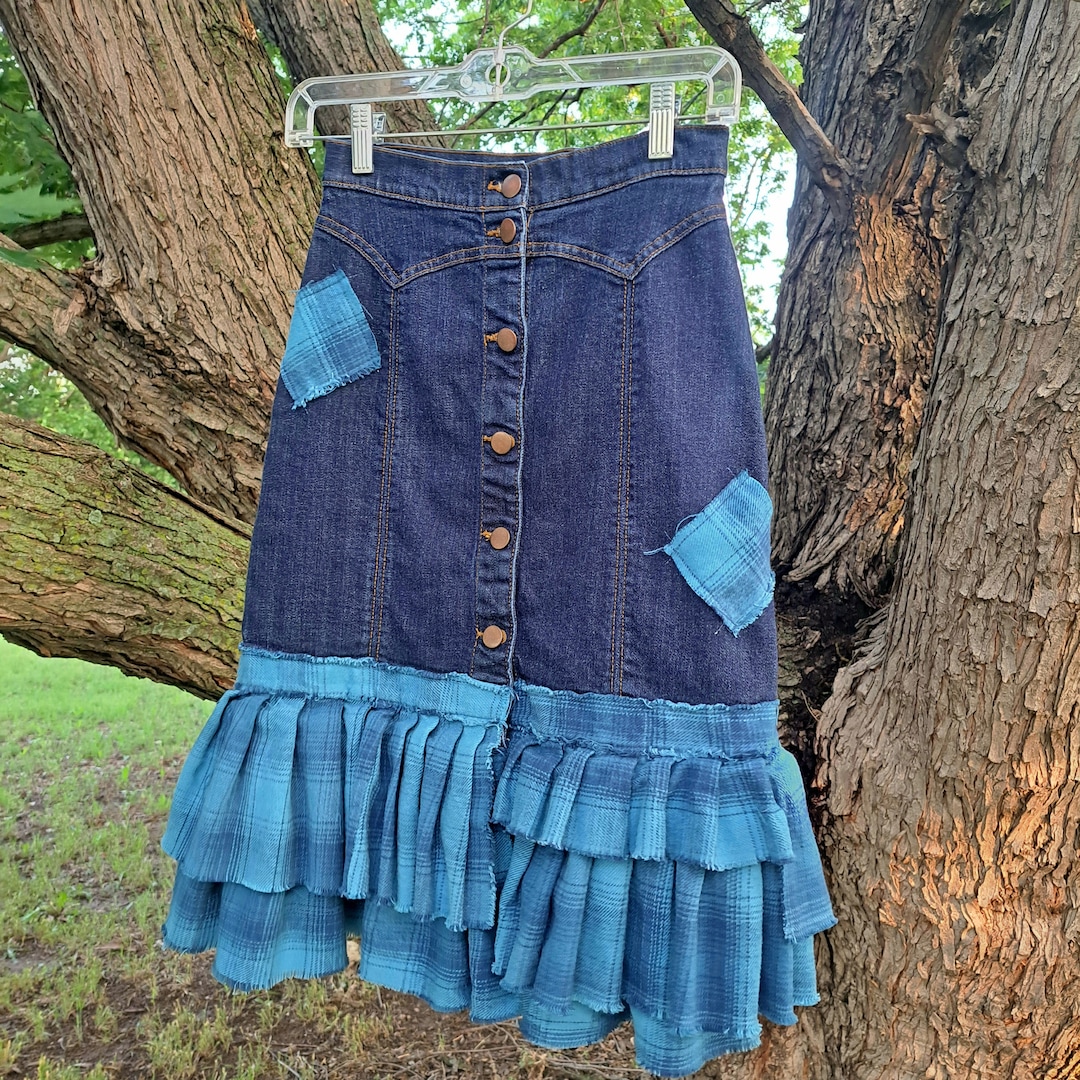 Flannel upcycled skirt deals