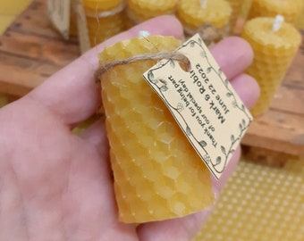 Wedding Favors Mini Beeswax Candles 10 Pack, 100% Pure Beeswax Unscented Hand Rolled Honey Candles for Baby Shower Favors