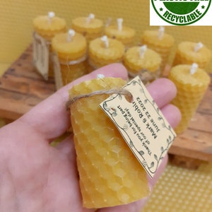 Beeswax Baby Shower Favor Candles: Hand-Rolled Honey Candles, Pack of 10