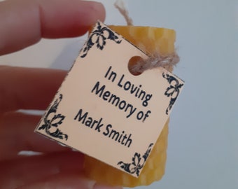 Memorial Candles 2&quot; for Guests, Funeral Mini Candles 10 Pack, 100% Pure Beeswax Unscented Handcrafted Hand Rolled Honey Candles