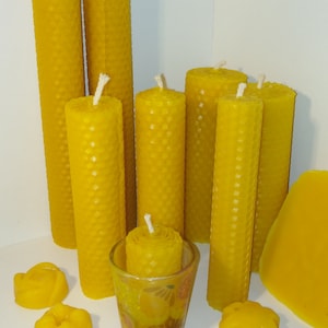 Velas de cera de abeja de 13,5 cm (5,3&quot;). Juego de 3 velas de miel sin aroma, hechas a mano. Velas de cera de abeja 100 % natural y pura de panal de 13,5 cm (13,5 cm).