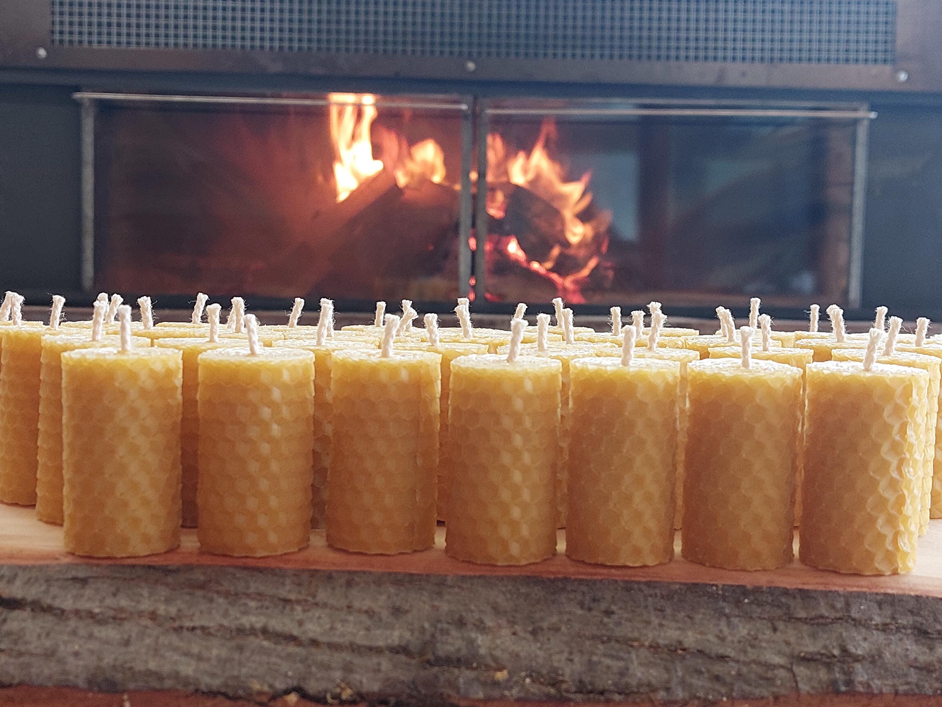 Beeswax Candles 2"X 1", Bulk 100 Pack Party Favors, Pure Unscented Hand Rolled Mini Honey Candles, 5cm X 2.5 cm