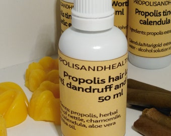 Dandruff and Hair Loss Lotion Serum 50ml/ 1.7 oz. Bee Propolis with Herbal Extracts of Nettle, Chamomile, Calendula