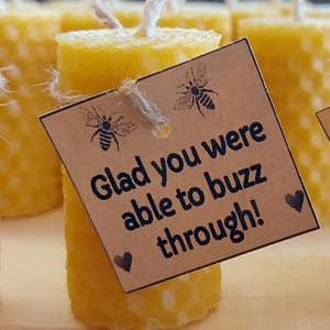 Wedding Favors Beeswax Candles 10 Pack, 100% Pure Beeswax Unscented Hand Rolled Honey Candles for Baby Shower Favors