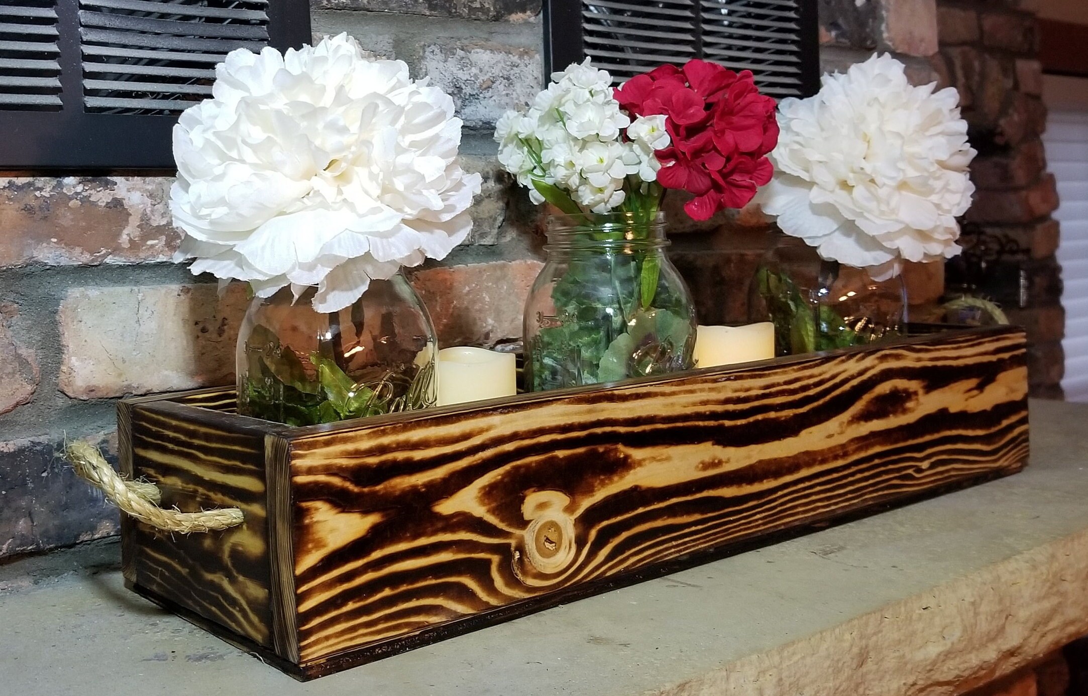 22 Inch Rustic Centerpiece Box, Dining Table Decor, Rectangular Box ...