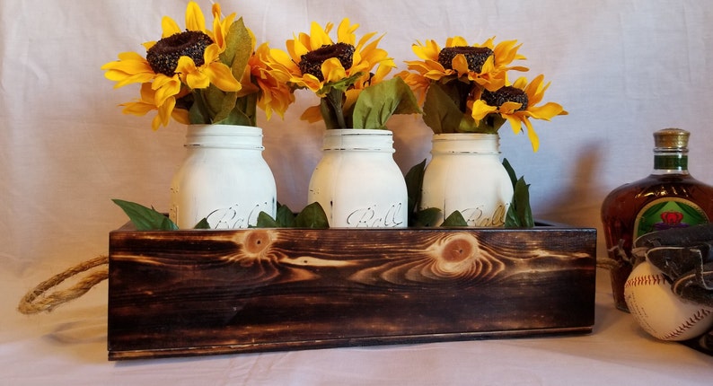 16 Inch Dark Rustic Centerpiece Box, Spring Table Decor, Wedding Boxes ...
