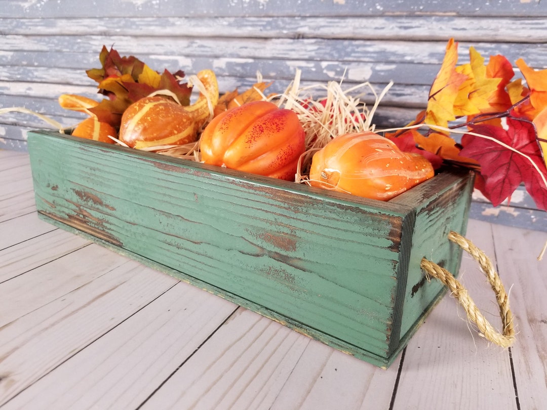 16 Inch Moss Green Rustic Centerpiece Box, Spring Table Decor, Wedding