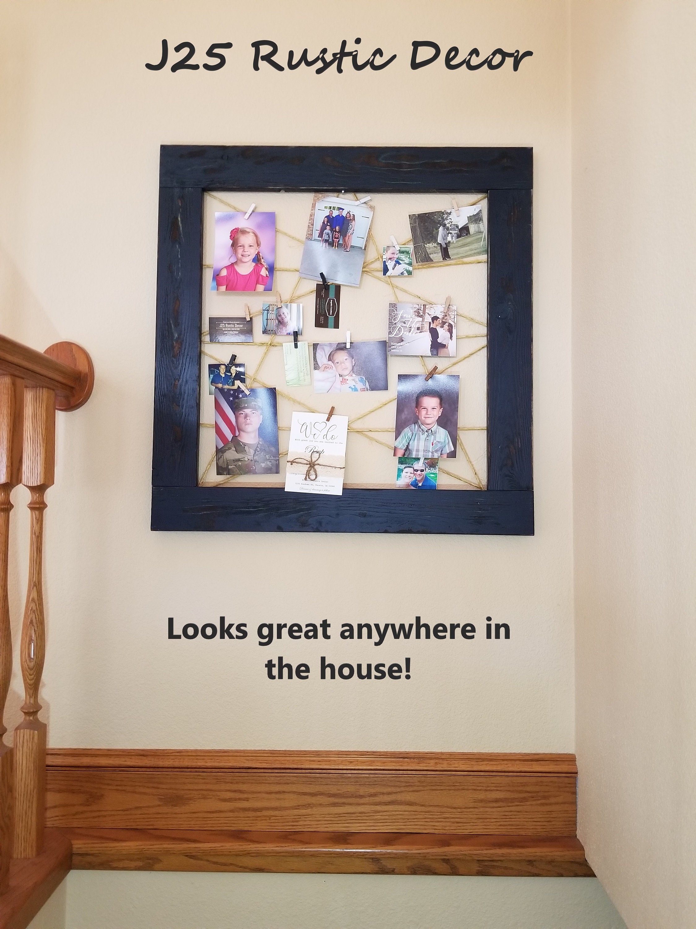 Rustic Navy Blue Clothespin Frame, Navy Blue Wedding Display, Rustic ...