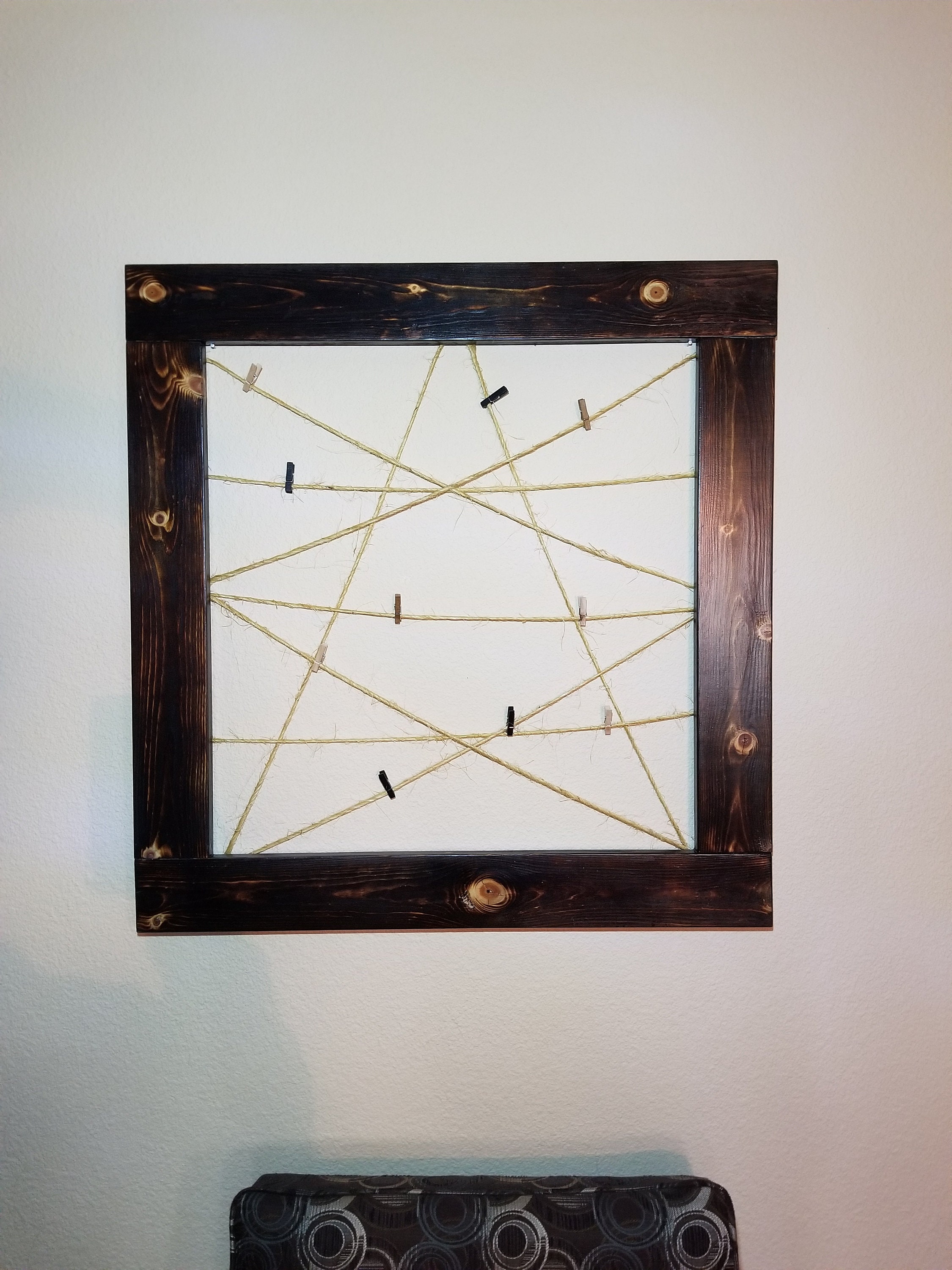 Dark Rustic Clothespin Picture Frame, Rustic Wedding Decor, Frame With ...