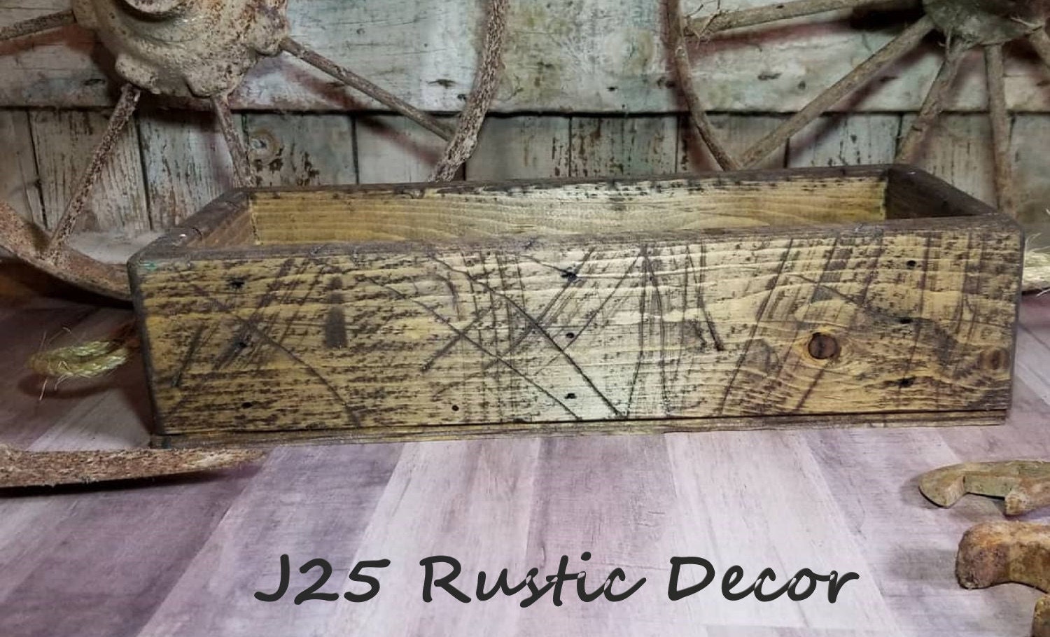 3 jar distressed wood farmhouse box