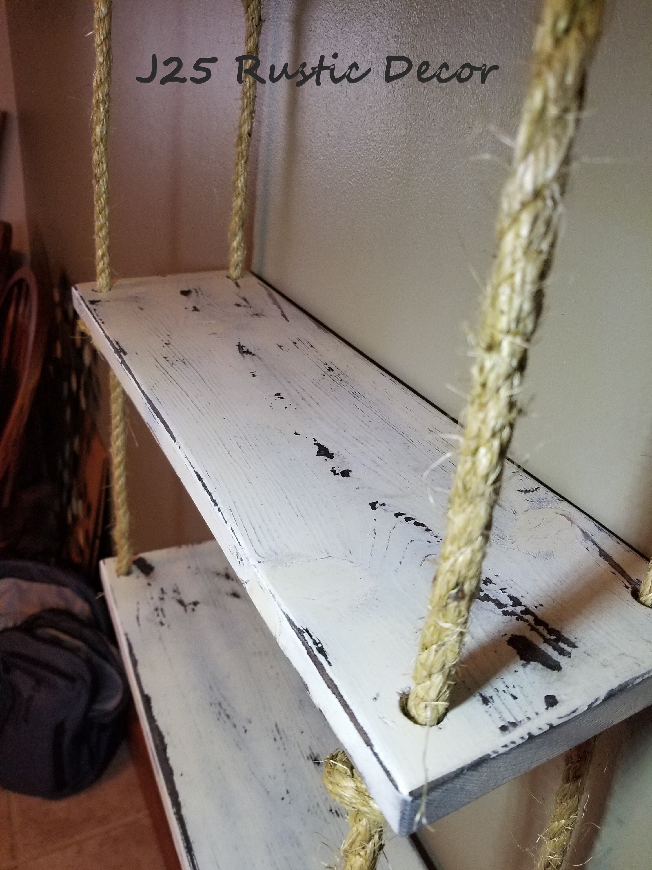 Ladder Rope Shelf 3 Tier Rope Shelf White Rustic Ladder Shelf Rustic Rope - Etsy