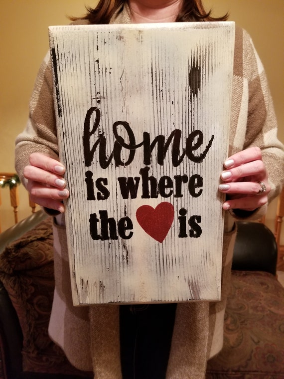 White Rustic Home Decor Home Is Where The Heart 3 Is Etsy