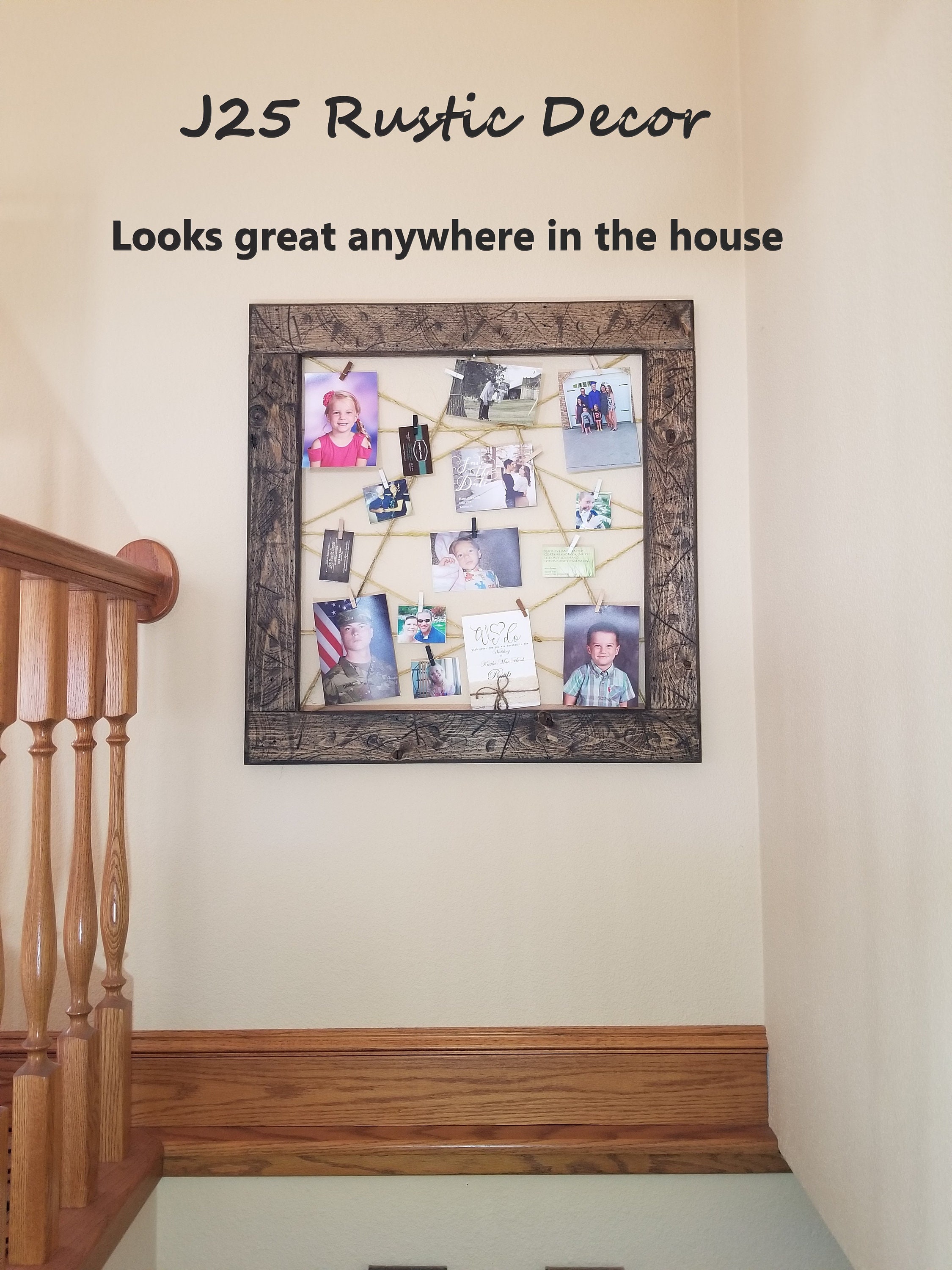 Distressed Wood Clothespin Frame, Rustic Photo Collage, Rustic Picture ...