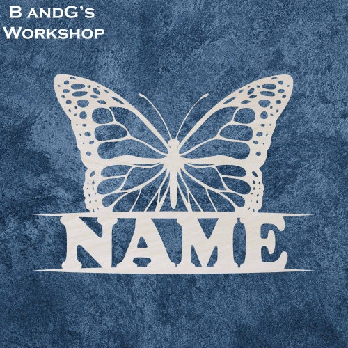 Wooden Butterfly Name Sign Butterfly Decor Name Sign Etsy