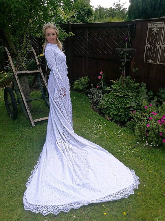 Vintage lace jacket lightweight white Long 1960s