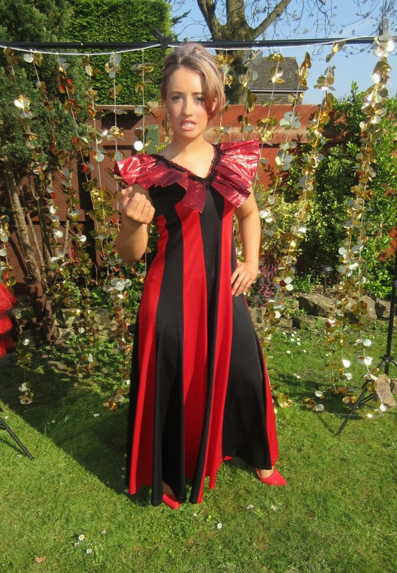One Off Theatrical Long Black & Red Stripe Costume