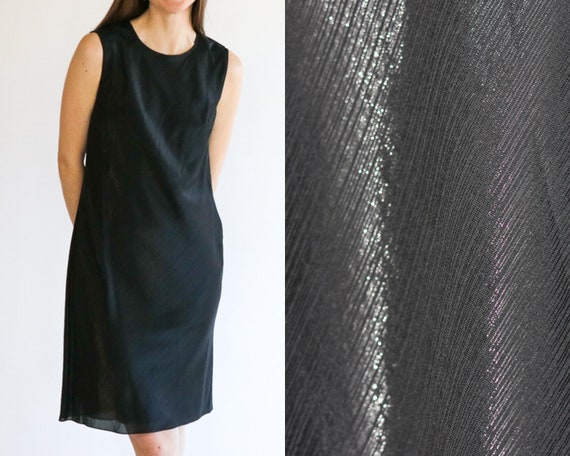 black silk shift dress