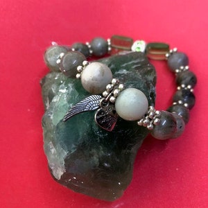 Green Gemstone & Glass Bracelet