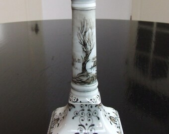 De Porceleyne Fles Delft handpainted Delft sepia candlestick / candle holder - RESERVED for Marcus