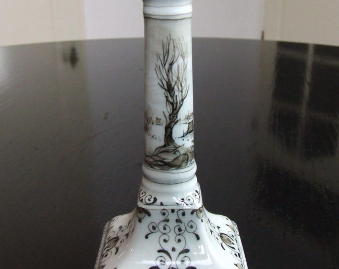 De Porceleyne Fles Delft handpainted Delft sepia candlestick / candle holder - RESERVED for Marcus