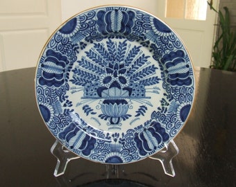 Tichelaar Makkum handpainted Delft style 'peacock' dish / plate (tin glaze)