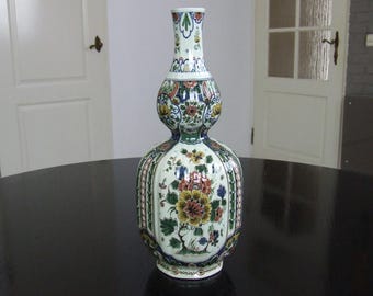 De Porceleyne Fles Delft large polychrome handpainted double gourd vase - discounted price because of small defects