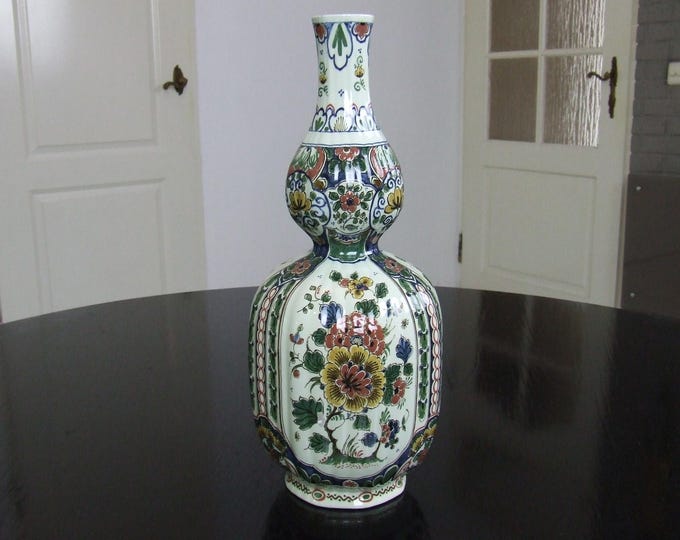 De Porceleyne Fles Delft large polychrome handpainted double gourd vase - discounted price because of small defects