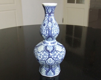 Boch Frères Keramis antique handpainted Delft blue style 'calabash' vase
