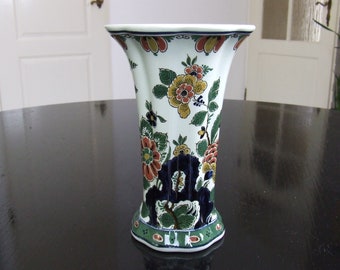De Porceleyne Fles Delft medium sized handpainted polychrome flower vase