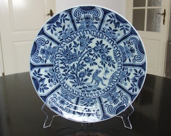 Tichelaar Makkum large handpainted Delft Chinoiserie kraak style dish (tin glaze)